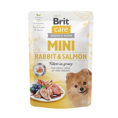Вологий корм Brit Care Mini для собак з філе кролика та лосося в соусі, 85 г 100218