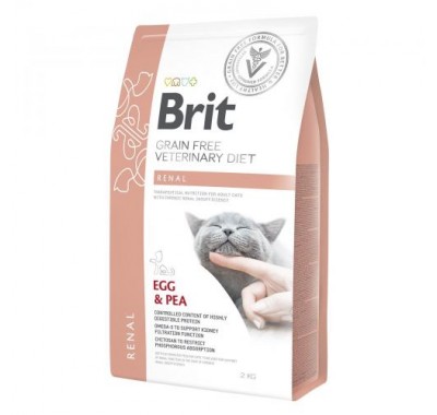 Сухий корм Brit GF VetDiet Cat Renal для кішок при захворюваннях нирок з яйцем та горохом, 2 кг 170957