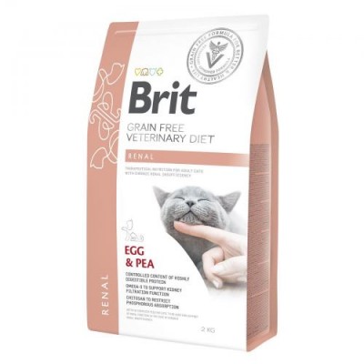Сухий корм Brit GF VetDiet Cat Renal для кішок при захворюваннях нирок з яйцем та горохом, 2 кг 170957