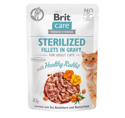 Вологий корм Brit Care Cat Pouch для стерилізованих котів філе в соусі, кролик 85 г 100526/0488 
