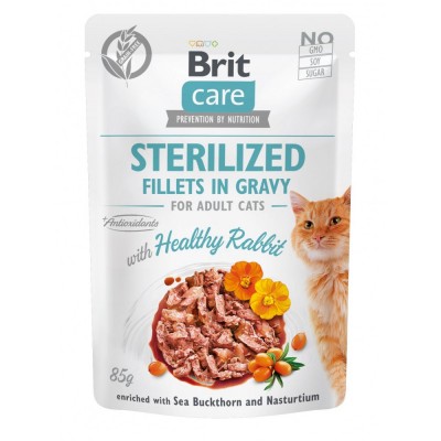 Вологий корм Brit Care Cat Pouch для стерилізованих котів філе в соусі, кролик 85 г 100526/0488 