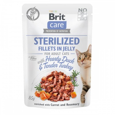 Вологий корм Brit Care Cat Pouch для кастрованих котів в желе, качка та індичка, 85 г 540549