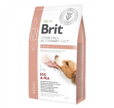 Сухий корм Brit Veterinary Diet Dog Grain Free Renal. Дієта для собак при хронічній нирковій недостатності з яйцем, горохом та гречкою 2 кг, 170949