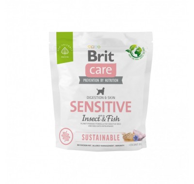 Сухий корм Brit Care Dog Sustainable Sensitive для собак з чутливим травленням, з рибою та комахами, 1 кг 172187