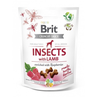 Ласощі для собак Brit Care Dog Crunchy Cracker Insects для травлення, комахи, ягня і малина, 200г 100624