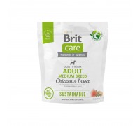 Корм для собак средних пород Brit Care Dog Sustainable Adult Medium Breed с курицей и насекомыми, 1 кг 172175