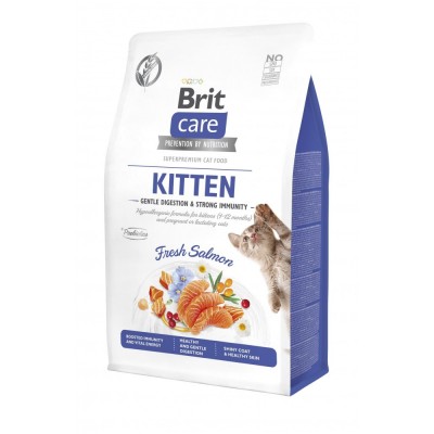 Сухий корм Brit Care Cat by Nutrition Kitten Gentle Digestion Strong Immunity для кошенят з лососем, 2 кг 172542