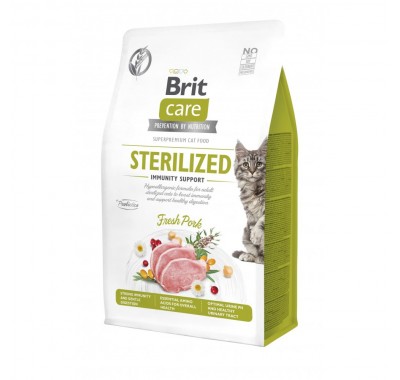 Сухий корм Brit Care Cat by Nutrition Sterilized Immunity Support для стерилізованих кішок зі свининою, 400 г 172544