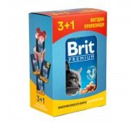 Набір павучів "3+1" для кішок Brit Premium Cat з лососем та фореллю, 4 х 100 г 30325