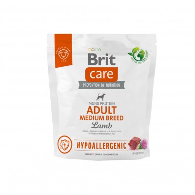Корм для собак середніх порід Brit Care Dog Hypoallergenic Adult Medium Breed гіпоалергенний з ягнятком, 1 кг 172214