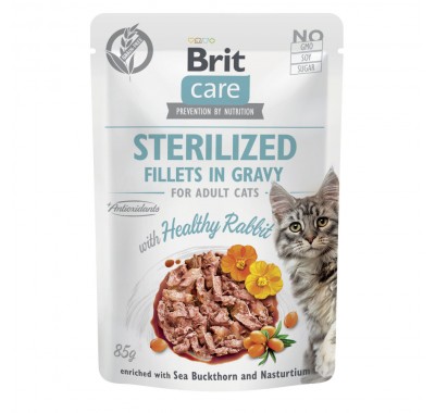 Корм вологий для стерилізованих котів Brit Care Cat Sterilized філе в соусі з кроликом, 85 г 101050/5405