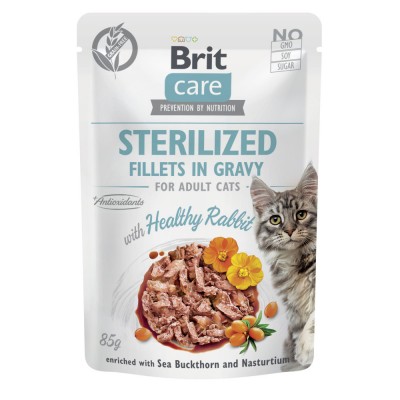 Корм вологий для стерилізованих котів Brit Care Cat Sterilized філе в соусі з кроликом, 85 г 101050/5405