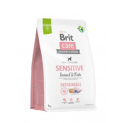 Сухий корм Brit Care Dog Sustainable Sensitive для собак із чутливим травленням, з рибою та насекомими, 3 кг 172188