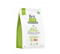 Корм для собак средних пород Brit Care Dog Sustainable Adult Medium Breed с курицей и насекомыми, 3 кг 172176