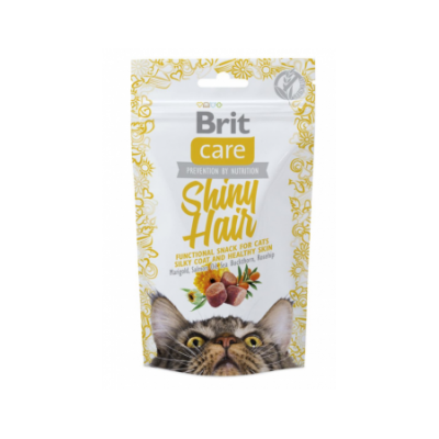 Функціональні ласощі Brit Care Shiny Hair з лососем для котів 50г
