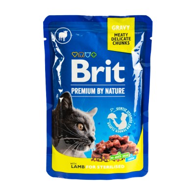 Вологий корм Brit Premium Cat pouch ягнятина для стерилізованих котів 100 г 111831