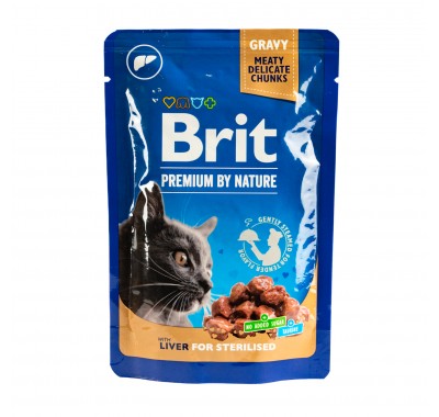 Вологий корм Brit Premium Cat pouch печінка для стерилізованих кішок 100 г 111832