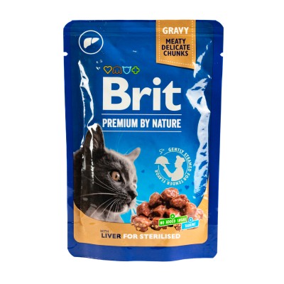 Вологий корм Brit Premium Cat pouch печінка для стерилізованих кішок 100 г 111832