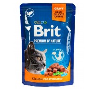 Вологий корм Brit Premium Cat pouch лосось для стерилізованих кішок 100 г 111833