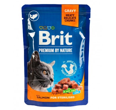 Влажный корм Brit Premium Cat pouch лосось для стерилизованных кошек 100 г 111833