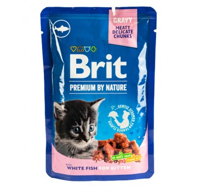 Вологий корм Brit Premium Cat pouch біла риба для котят 100 г 111835
