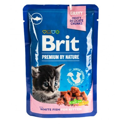 Вологий корм Brit Premium Cat pouch біла риба для котят 100 г 111835