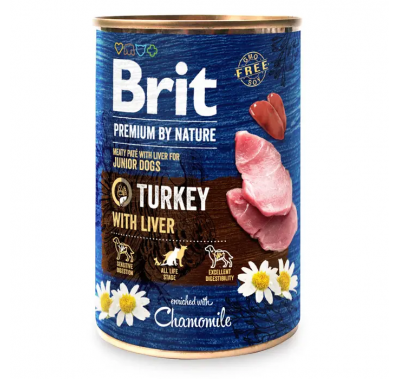 Вологий корм Brit Premium by Nature для собак, індичка з печінкою 400 г 100408