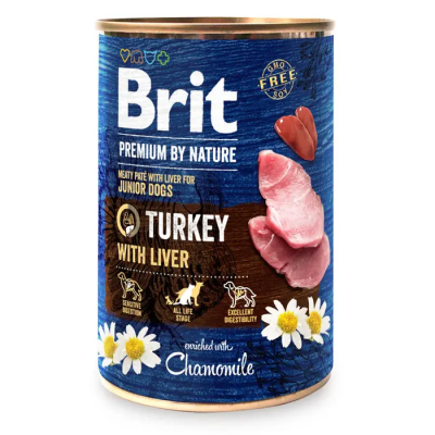 Вологий корм Brit Premium by Nature для собак, індичка з печінкою 400 г 100408