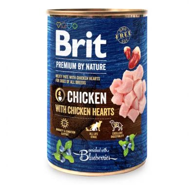 Вологий корм Brit Premium by Nature для собак, курка з курячим серцем 400 г 100405