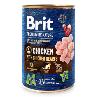 Вологий корм Brit Premium by Nature для собак, курка з курячим серцем 400 г 100405