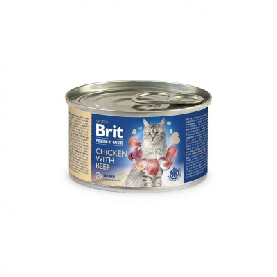 Вологий корм Brit Premium by Nature Chicken with Beef 200 г (паштет з куркою та яловичиною) 100614