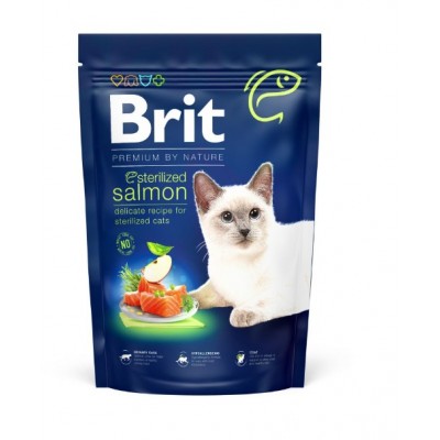 Сухий корм для стерилізованих кішок Brit Premium Cat by Nature Sterilised з лососем 1,5 кг 171864