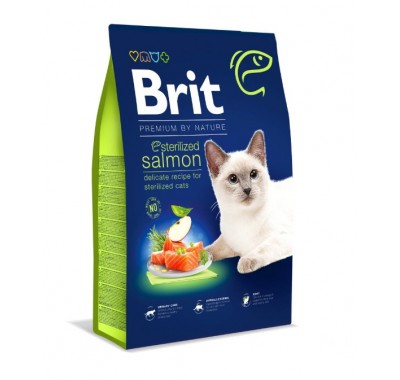 Сухий корм для стерилізованих кішок Brit Premium Cat by Nature Sterilised з лососем 8 кг 171872