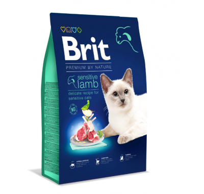 Сухий корм для котів із чутливим травленням Brit Premium Cat by Nature Sensitive з ягням 8 кг 171873