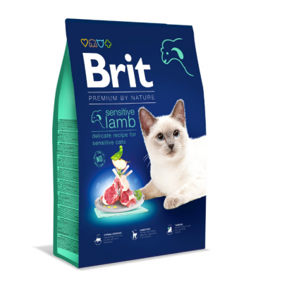 Сухий корм для котів із чутливим травленням Brit Premium Cat by Nature Sensitive з ягням 8 кг 171873