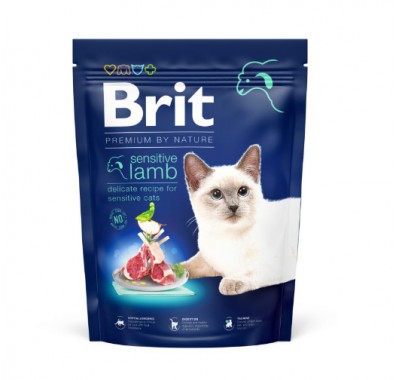 Сухий корм Brit Premium Cat by Nature Sensitive для котів з чутливим травленням, з ягням 300 г 171849