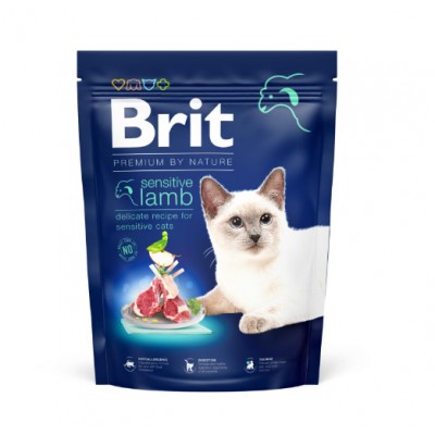 Сухий корм Brit Premium Cat by Nature Sensitive для котів з чутливим травленням, з ягням 300 г 171849