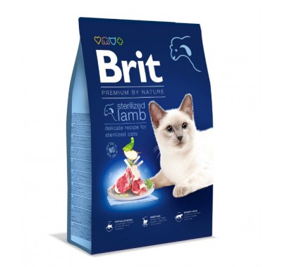 Сухий корм для стерилізованих кішок Brit Premium Cat by Nature Sterilised з ягням 8 кг 171871