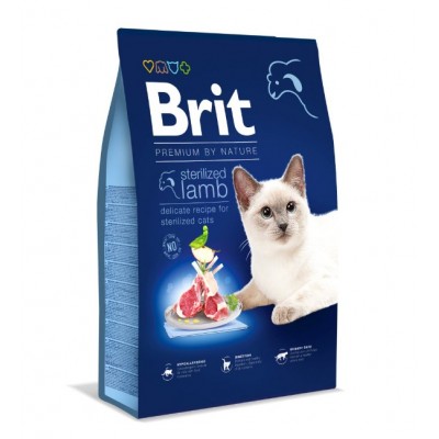 Сухий корм для стерилізованих кішок Brit Premium Cat by Nature Sterilised з ягням 8 кг 171871