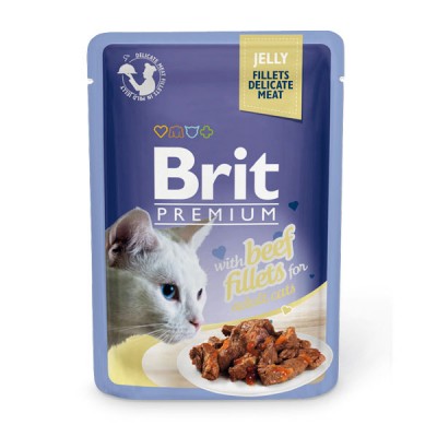 Вологий корм Brit Premium Шматочки з філе яловичини в желе 85 г 111241