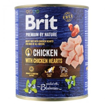 Вологий корм Brit Premium by Nature для собак, курка з курячим серцем 800 г 100407