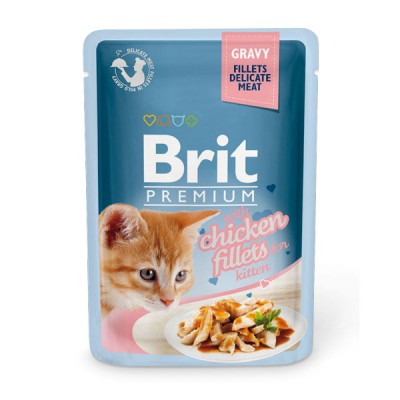 Вологий корм Brit Premium Шматочки з курячого філе в соусі для кошенят 85 г 111255
