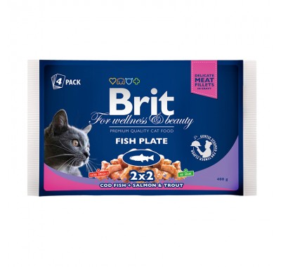 Вологий корм Brit Premium рибна тарілка 4х100 г 100276