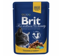 Вологий корм для кішок Brit Premium курка та індичка 100 г 100273