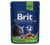 Вологий корм Brit Premium курка для стерилізованих кішок 100 г 100275