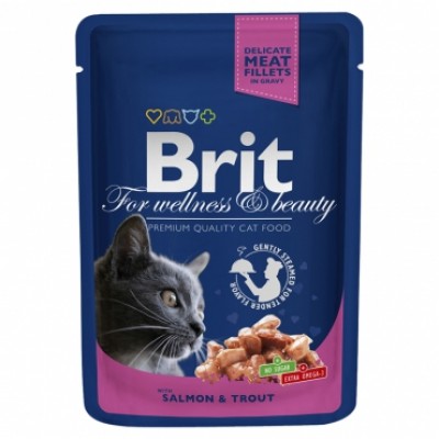 Вологий корм для кішок Brit Premium лосось та форель 100 г 100271