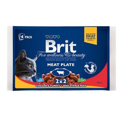 Вологий корм Brit Premium м'ясна тарілка 4х100 г 100277