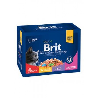 Вологий корм Brit Premium сімейна тарілка асорті 4 смаки 12х100 г 100278