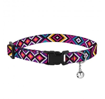 Нашийник для Котів BronzeDog Urban Tribal Нейлоновий з Пластиковою Пряжкою та Дзвіночком