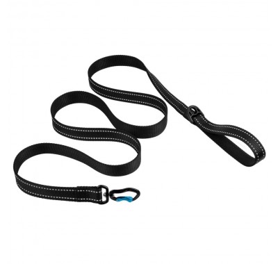 Поводок для Собак Bronzedog Active Нейлоновый Тренировочный cо Светоотражением и Сверхпрочным Карабином Черный
